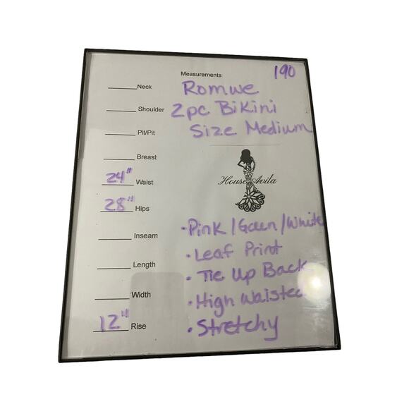 Romwe Bikini 2 pc Pink Green High Rise Size Medium Leaf Pattern - Picture 4 of 12